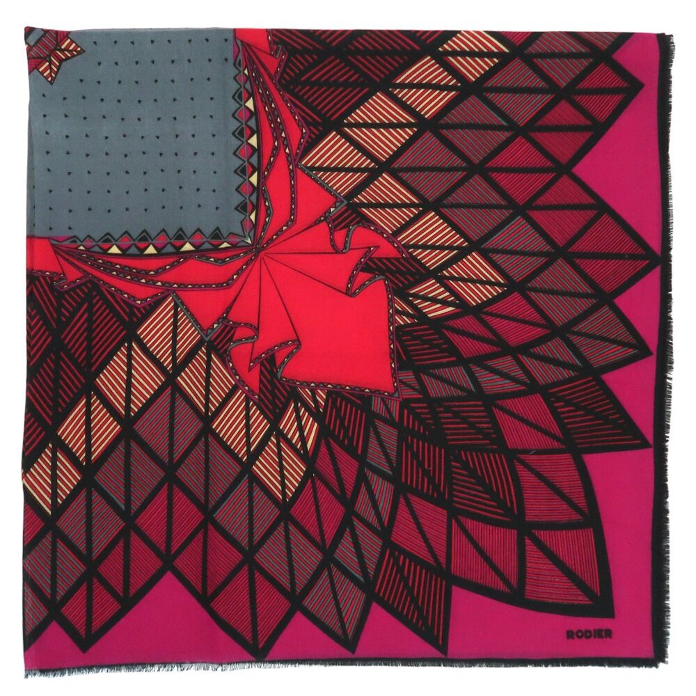 RODIER Geometric print wool shawl large scarf